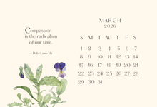 2026 Botanical desktop calendar