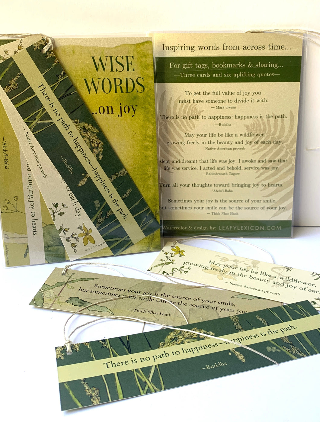 Set of 3 Wise Words Bookmarks —on the theme of JOY