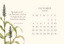 2026 Botanical desktop calendar